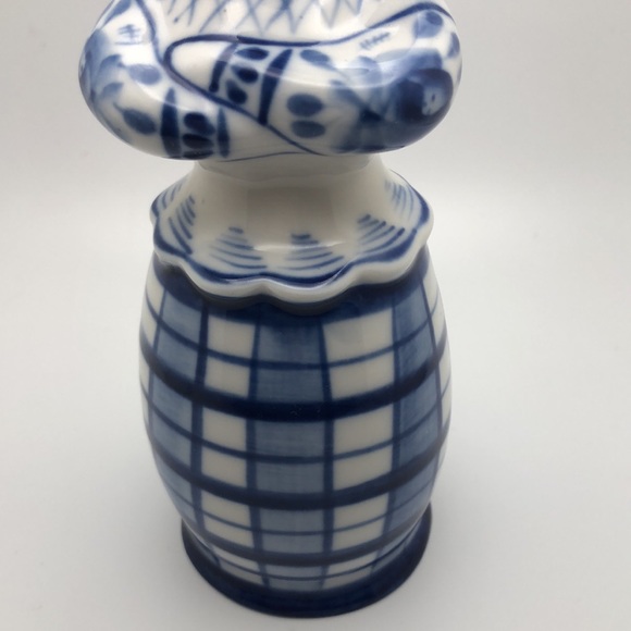 VTG Russian Gzhel CandleStick Holder Blue White Porcelain Collectible - Picture 3 of 10